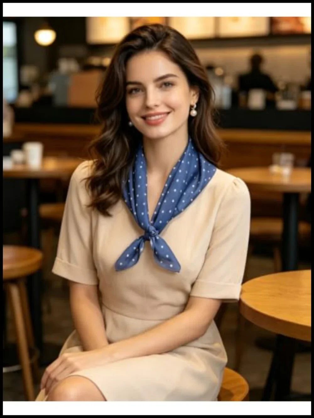 Polka Dot Square Scarf Women Neck Head Wrap Hair Accessory